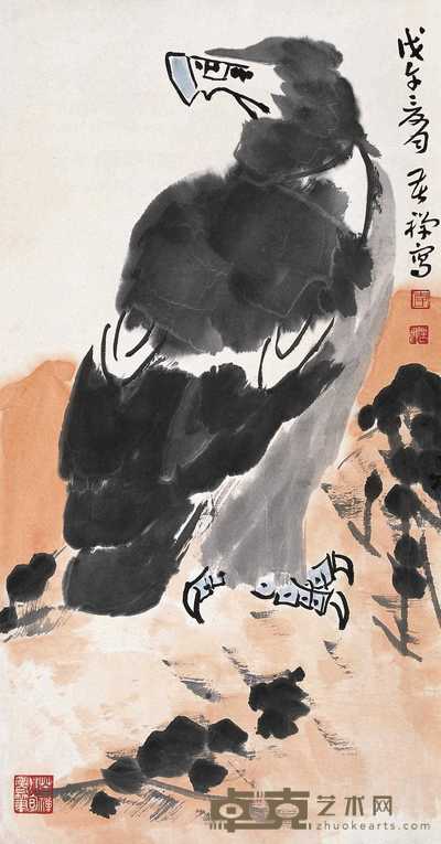 李苦禅 1978年作 远瞻 镜心 69.5×36cm